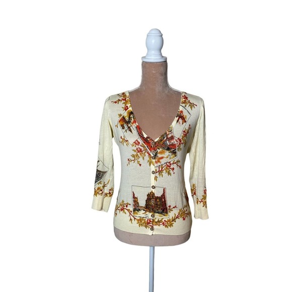 Anthropologie Moth La Dominant Venice Italy Cardigan Postcard Sweater - Picture 1 of 7